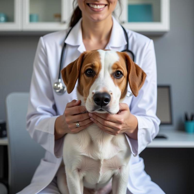 Dog at Vet Checkup