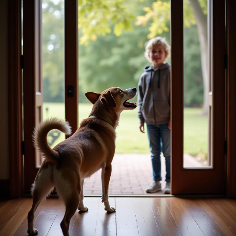 Dog Barking at the Door at a Visitor