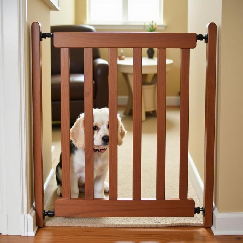 Dog Behind Tall Stair Gate