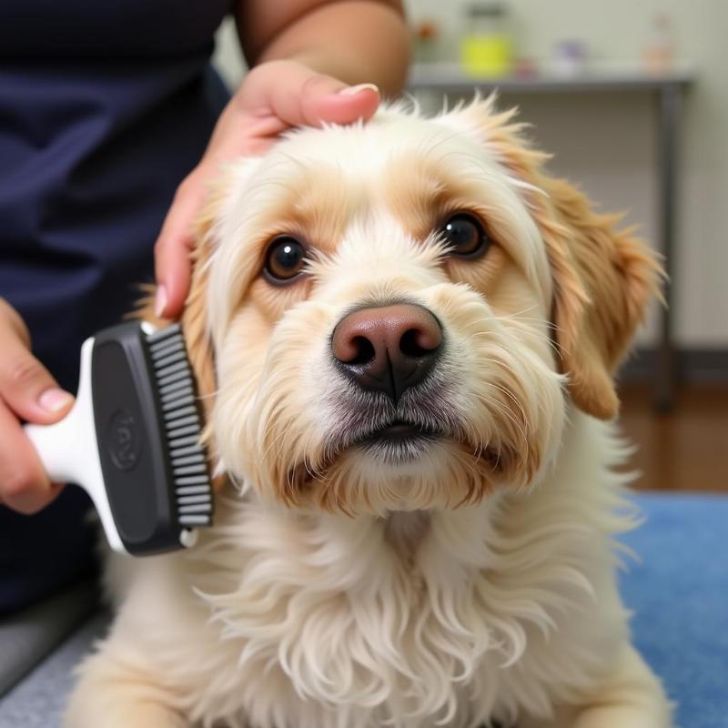 Grooming a Dog Before Flea Spray Application