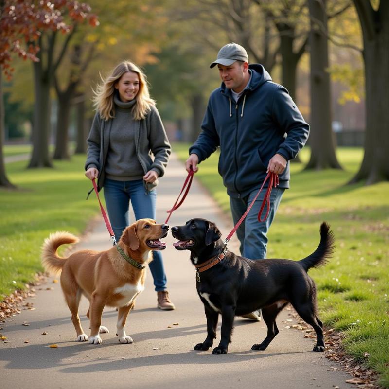 Dog Biting Another Dog While on Leash in Illinois