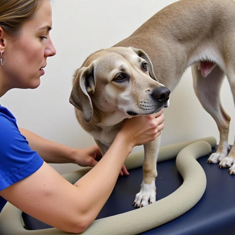 Dog receiving physical therapy