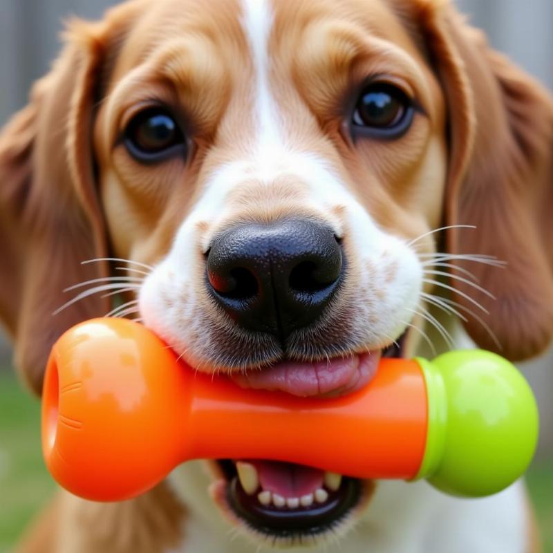 Dog Chewing on a Hard Toy