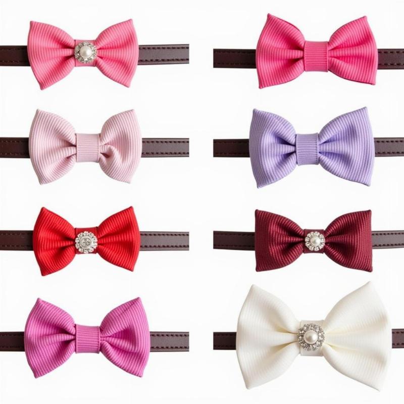 Different styles of bows for dog collars