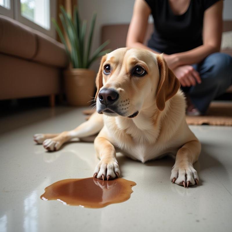 Dog experiencing diarrhoea after anaesthesia