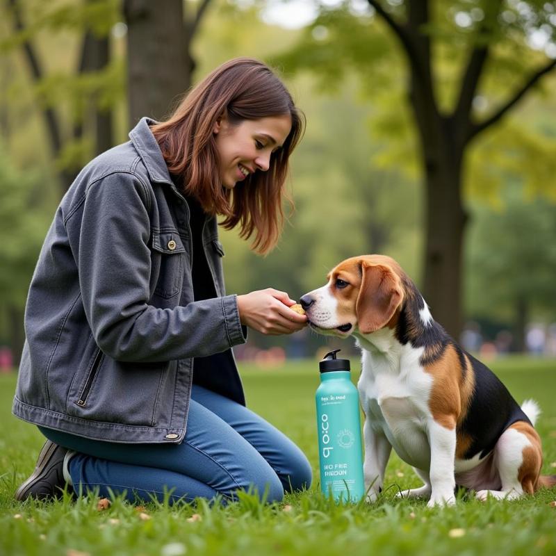 Dog Drinking from Water Bottle