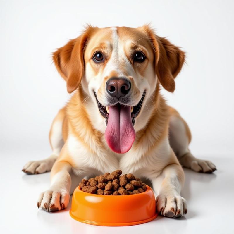 Dog Eating Healthy Food from its Bowl