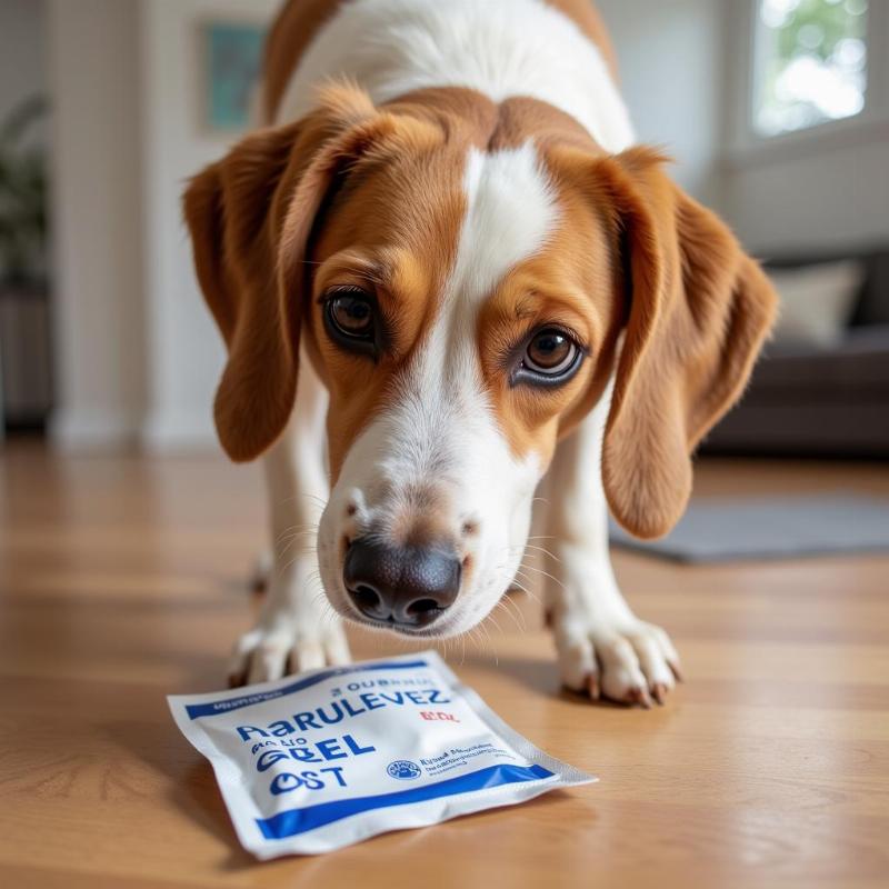 Dog Eating Silica Gel Packet