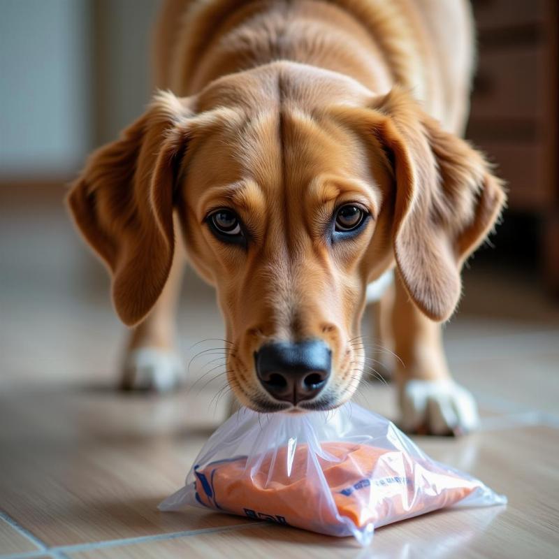 Dog Eating a Ziploc Bag