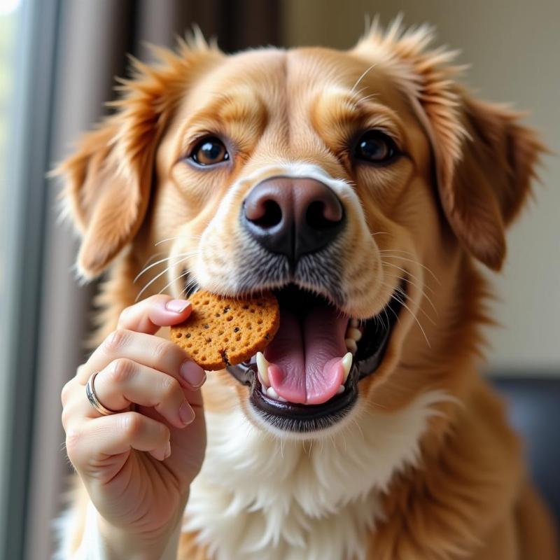 Dog Enjoying an Old Mother Hubbard Treat