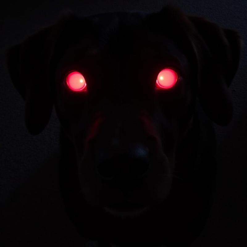 Dog's Eyes Glowing Red at Night