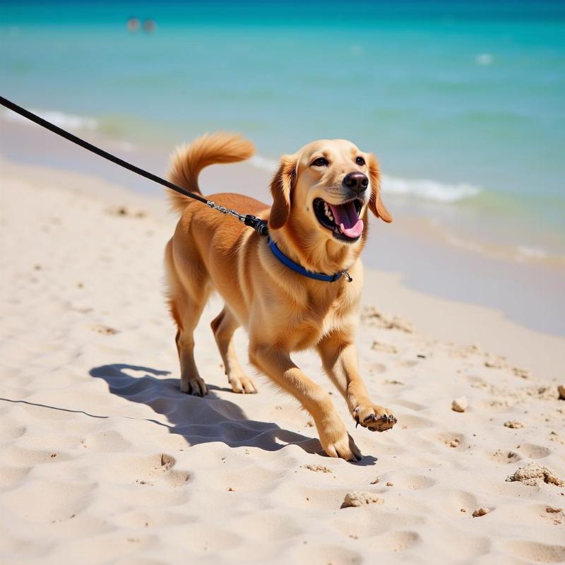 A dog enjoying the beach on Cape Cod