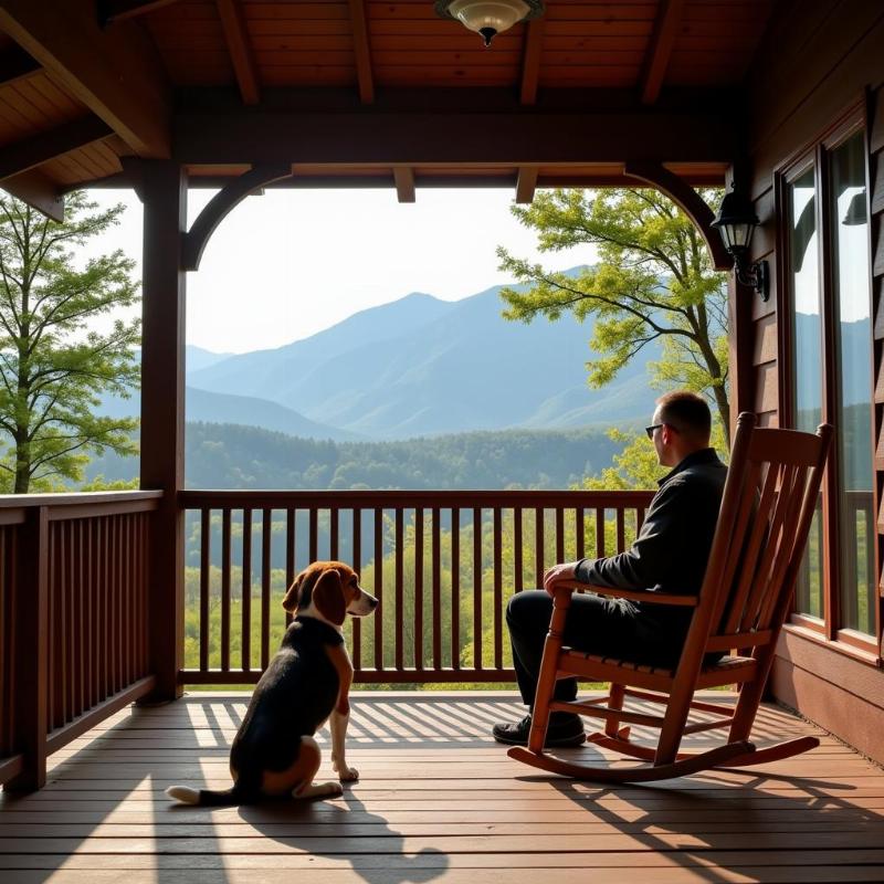 A dog enjoying the view from a Vermont cabin.