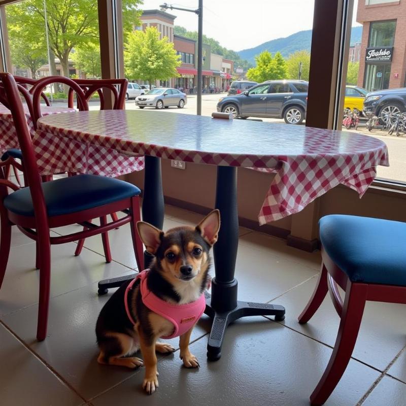 Dog on a Restaurant Patio in Gatlinburg