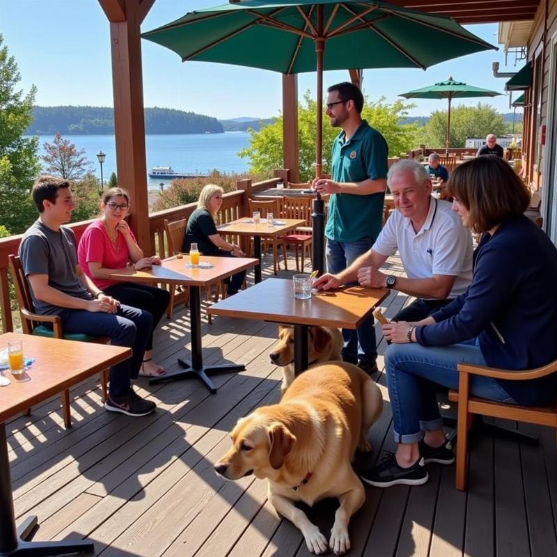 Dog-friendly patio at a restaurant on Whidbey Island