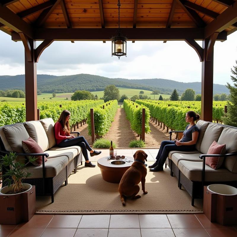 Dog-friendly patio at a Willamette Valley winery