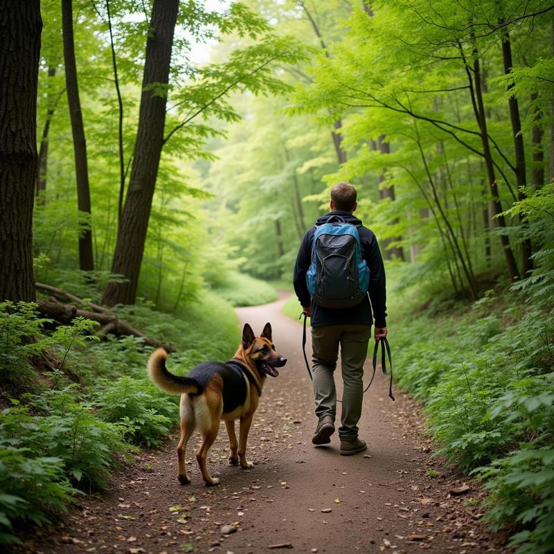 Dog hiking on the Appalachian Trail in Maryland