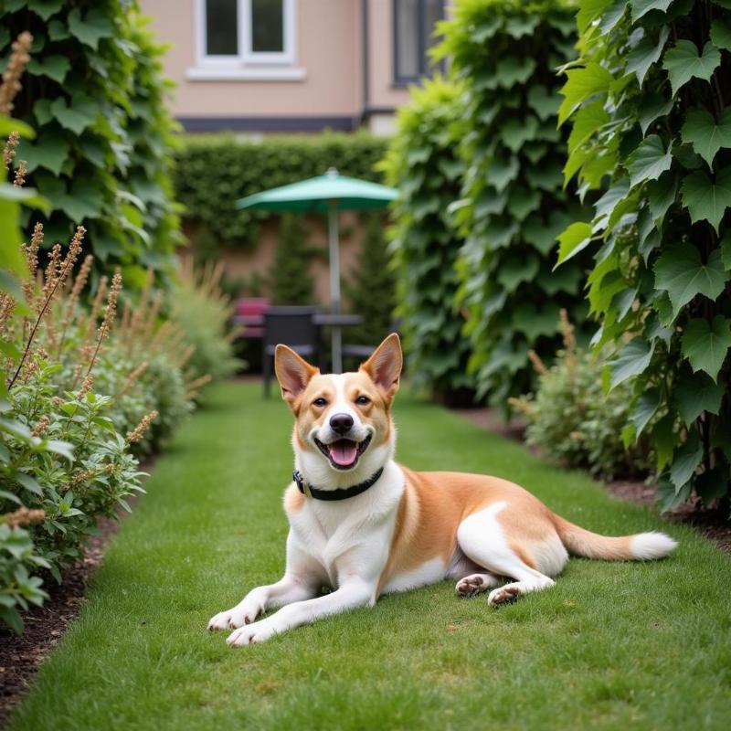 A Dog Enjoying a Safe Garden with Non-Toxic Vines