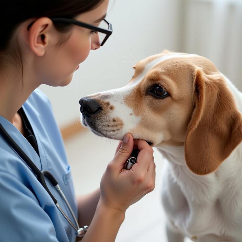 Veterinarian Examining a Dog's Itchy Ear