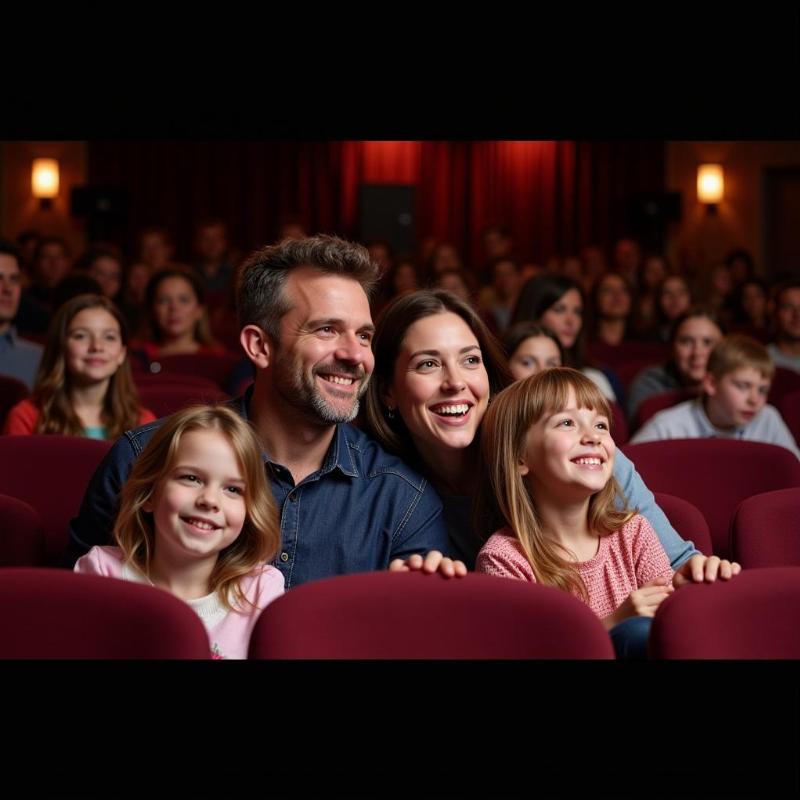 Family enjoying Dog Man musical in Boston