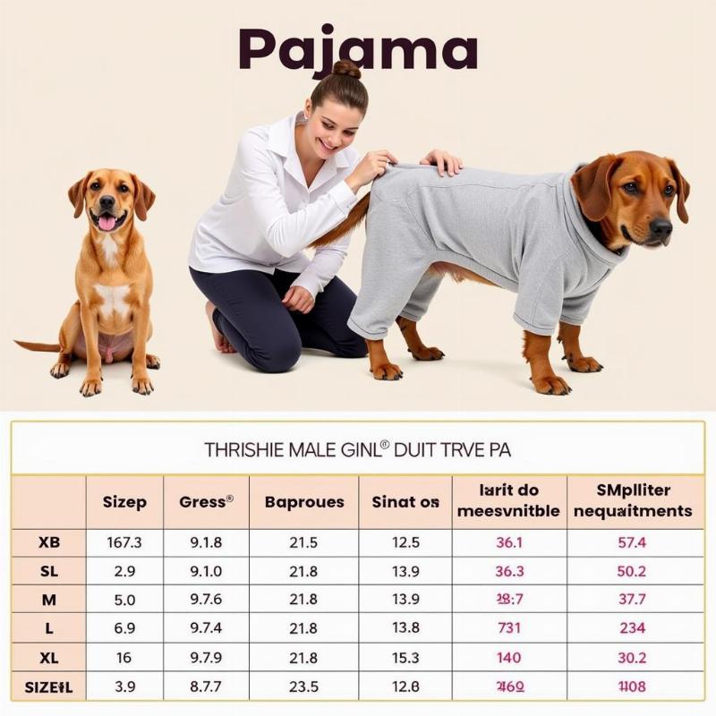 Dog Onesie Pajamas Adult Sizing Chart