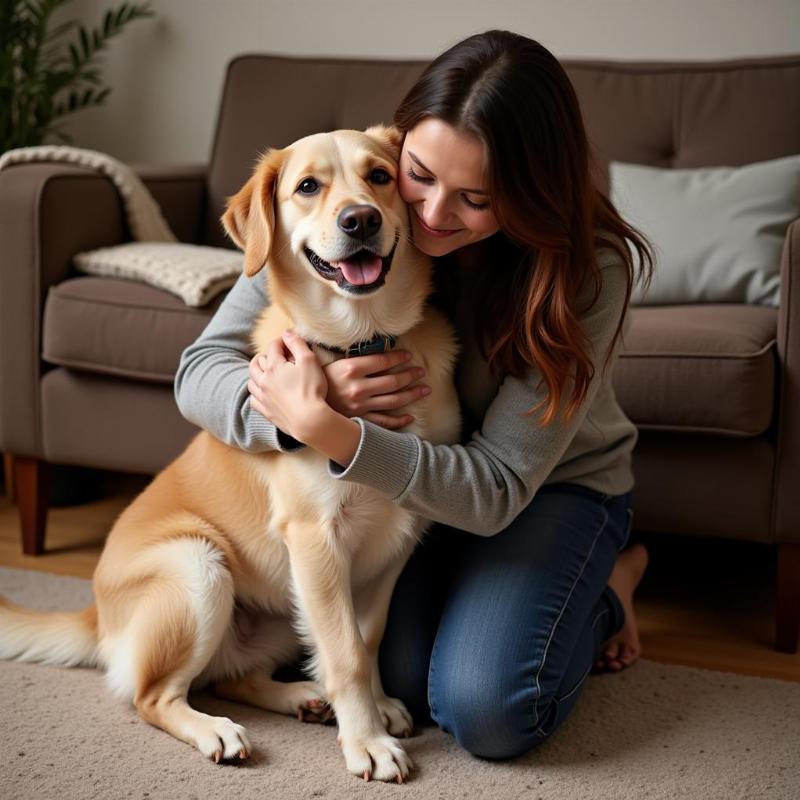 Building a Strong Bond Through Dog Training: A dog and owner embracing, showcasing the deep connection built through positive training.