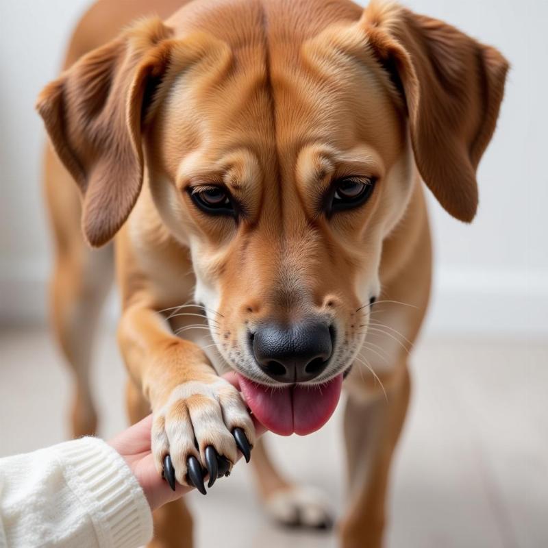 Dog Licking a Paw Cut