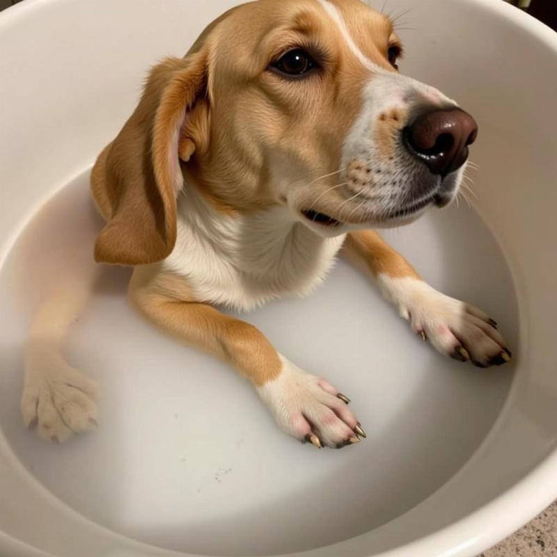 Dog Paw in Epsom Salt Soak