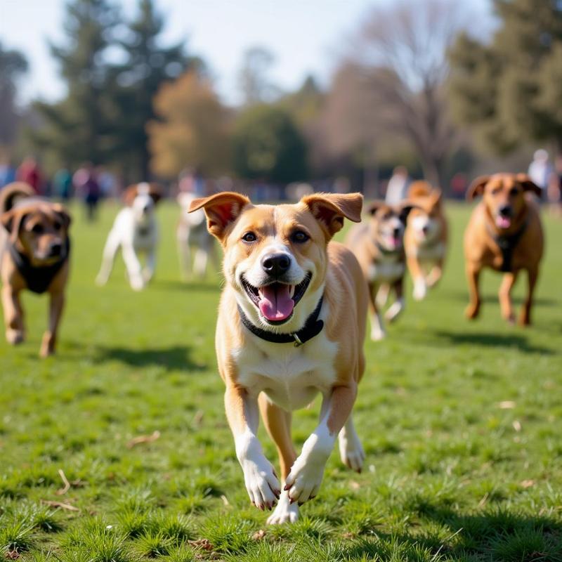 Dog playing at Balboa Park