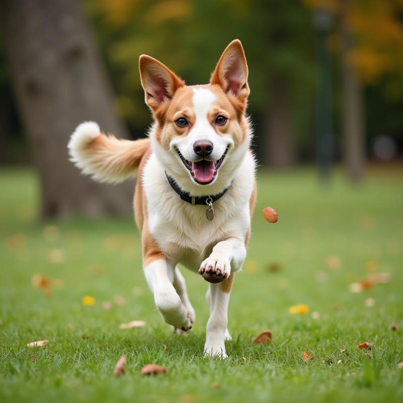 Dog playing fetch after recovering from neutering