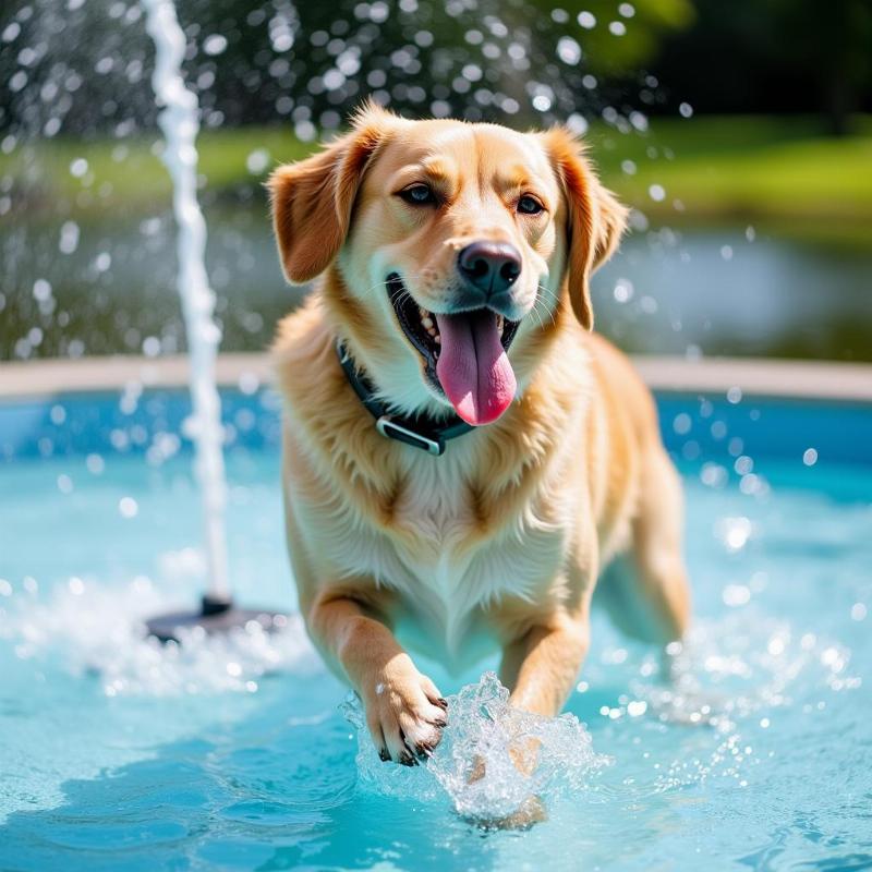 Dog Cooling Off in Water