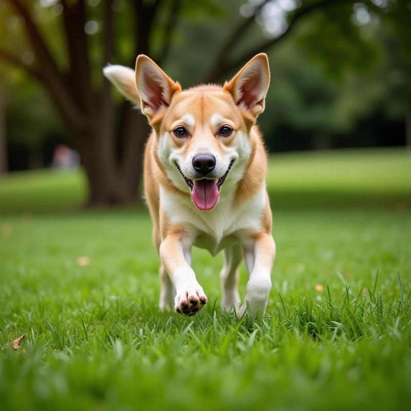 Dog Playing on a Healthy Lawn