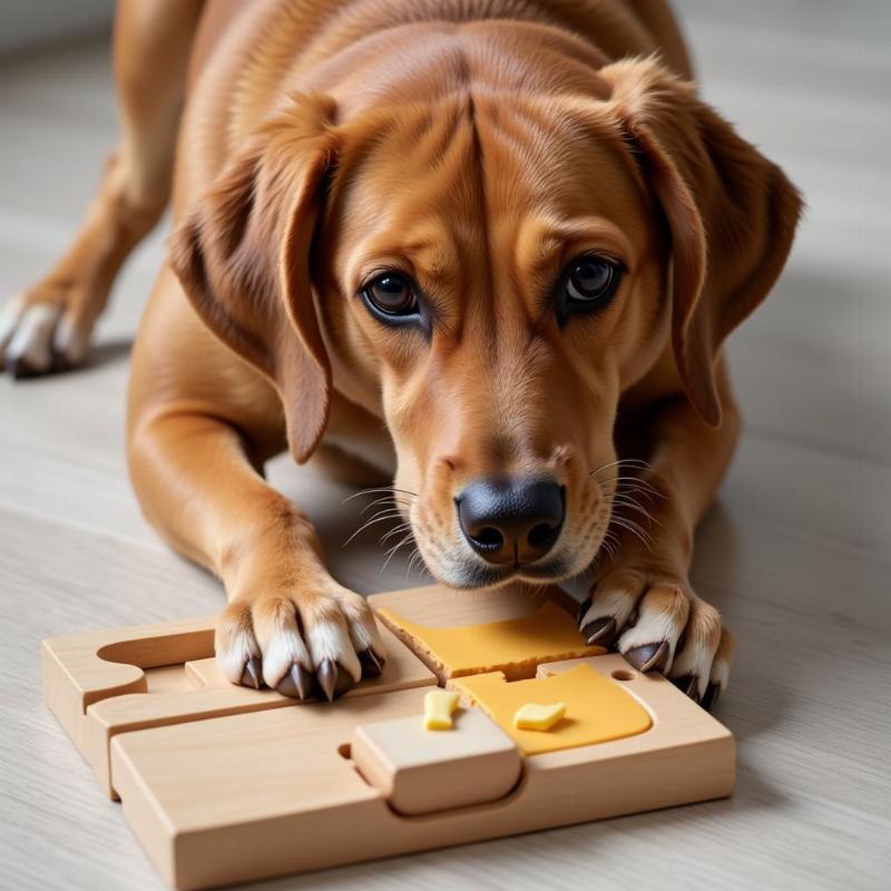 Dog Playing With Puzzle Toy