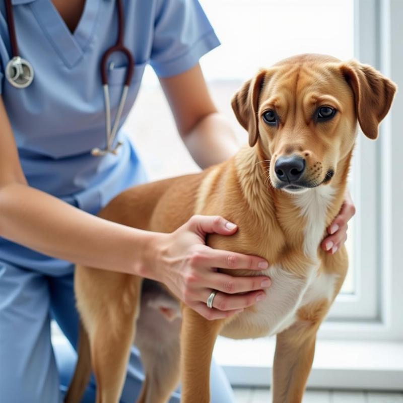 Veterinarian Checking a Dog for Medical Issues Related to Potty Training Difficulties