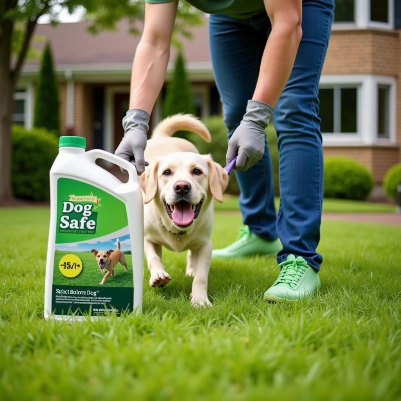 Applying dog-safe herbicide