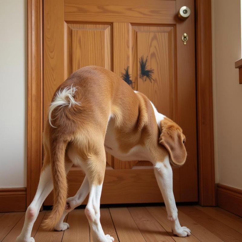 Dog scratching door due to anxiety