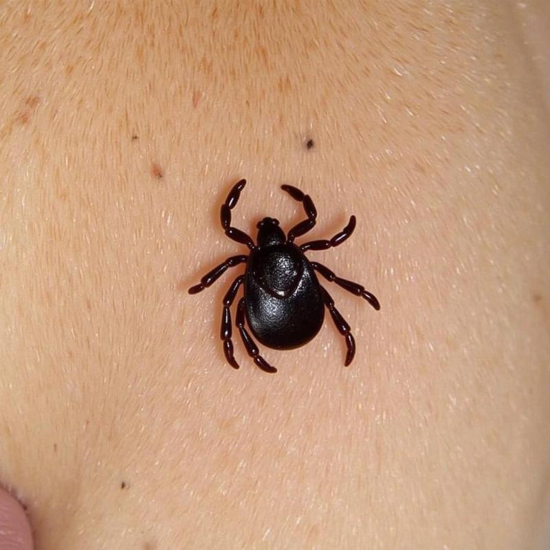 Tick embedded in dog's skin