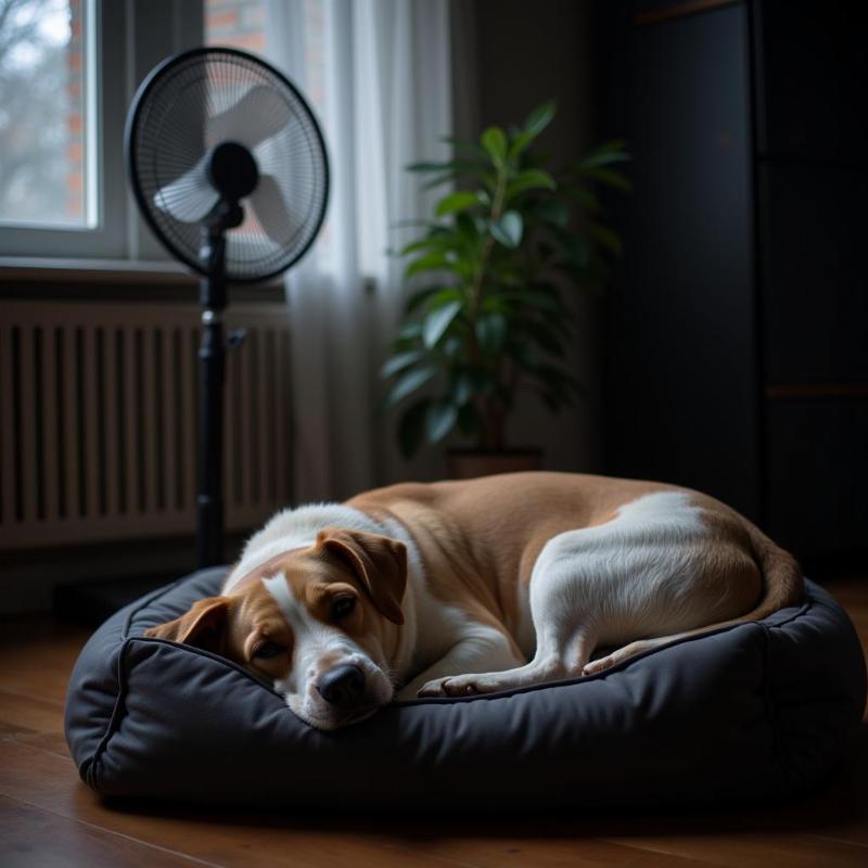 Dog Sleeping Comfortably in a Cool Room