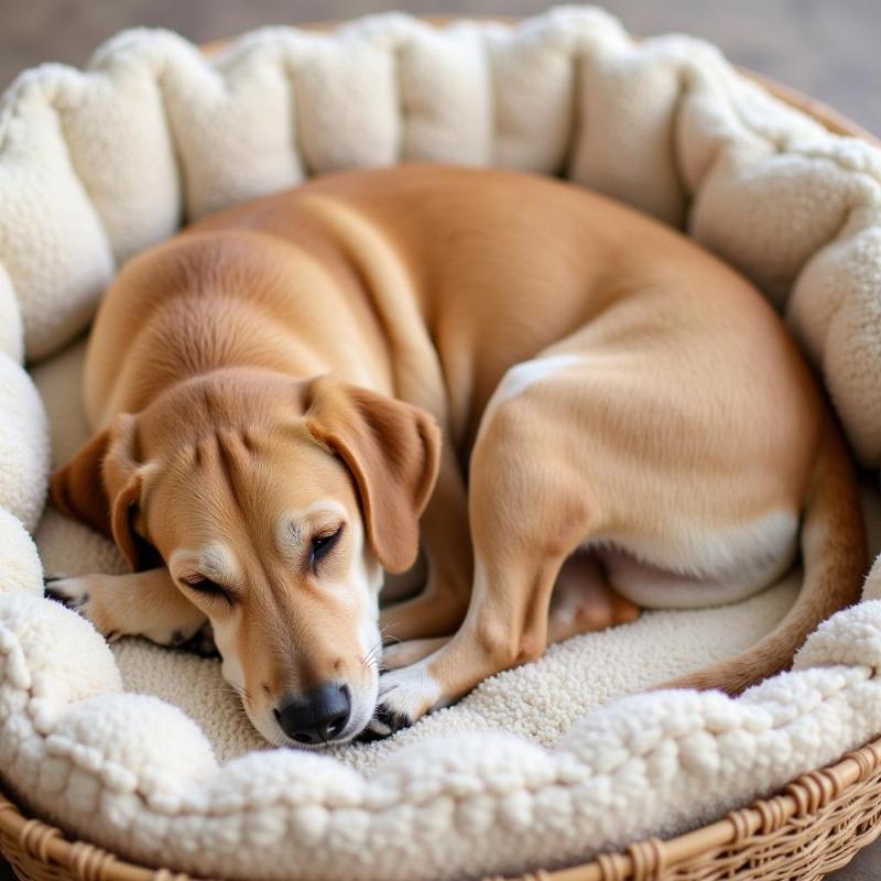 Dog Sleeping in a Serena and Lily Bed