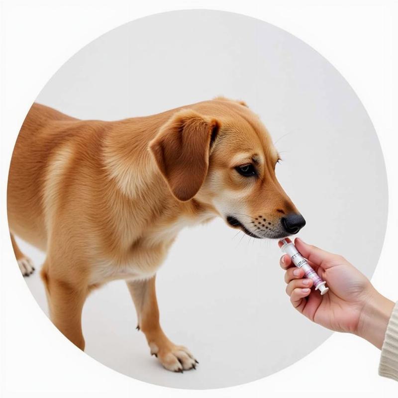 Dog Taking Medication with Syringe