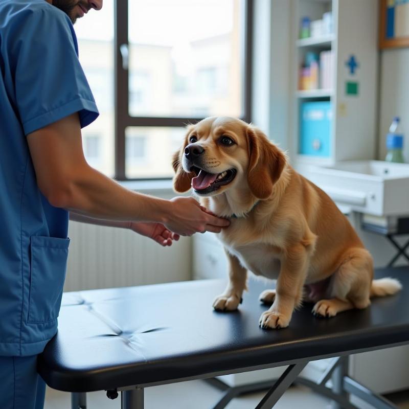 Dog at the vet