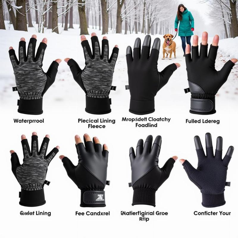 Dog Walking Gloves with Grip in Winter