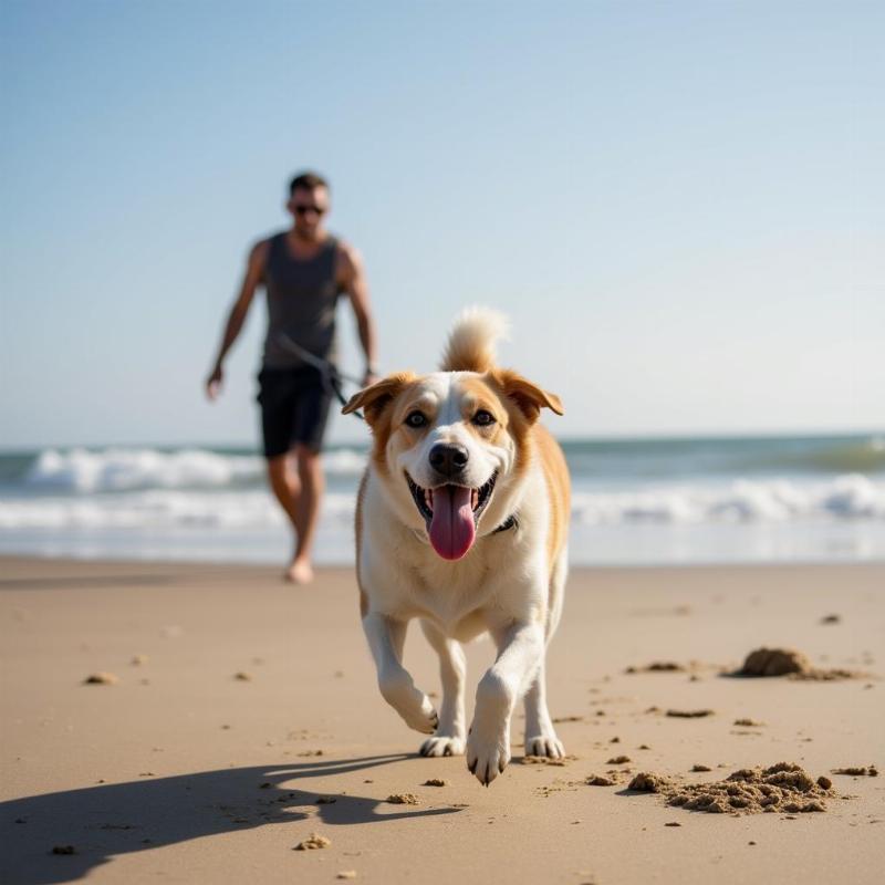 Dog Walking on Long Sands Beach, York Maine