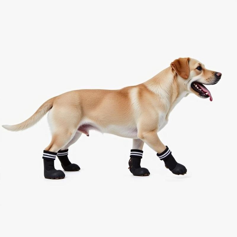 Dog wearing booties for paw protection