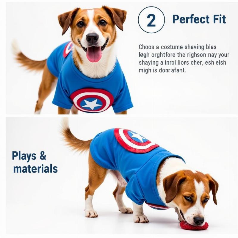 Dog comfortably wearing a Captain America costume