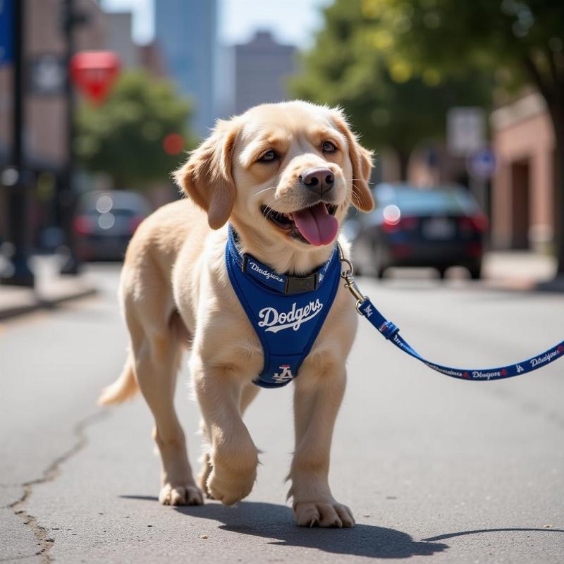 Dog Walking with a Dodgers Collar