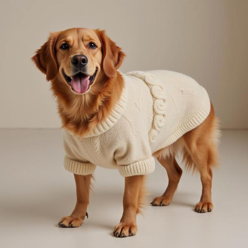 Dog Wearing Hand-Knitted Sweater