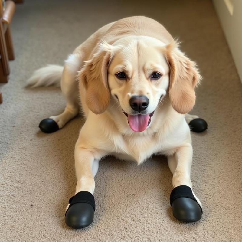 Dog with Protective Booties