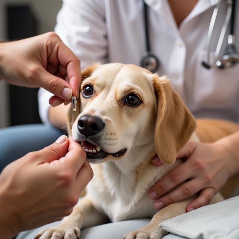 Applying Eye Drops to a Dog