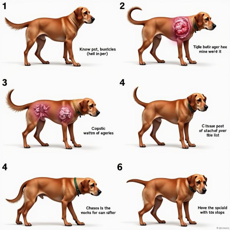 Different stages of dog wound healing